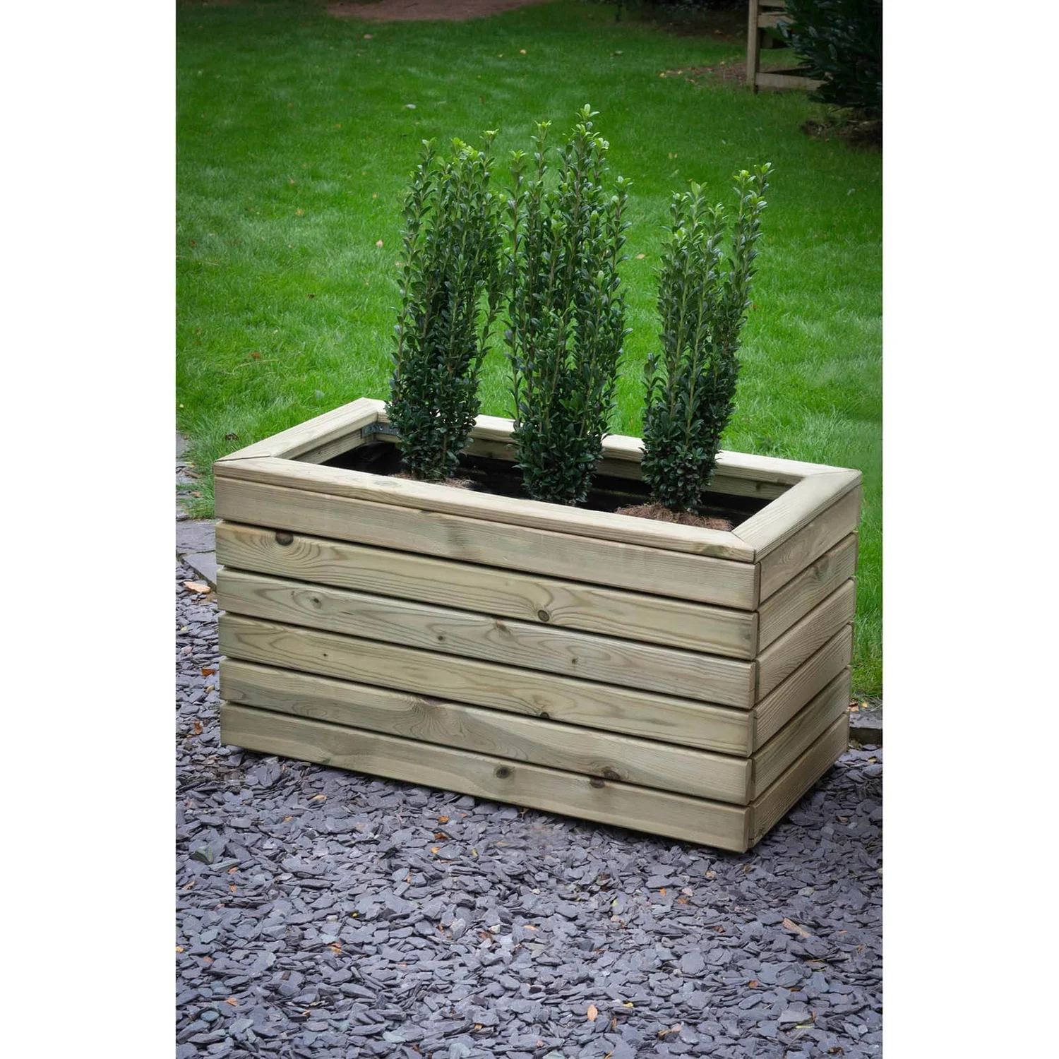 Forest Garden Wooden Linear Double Planter 1 Forest Garden Wooden Linear Double Planter