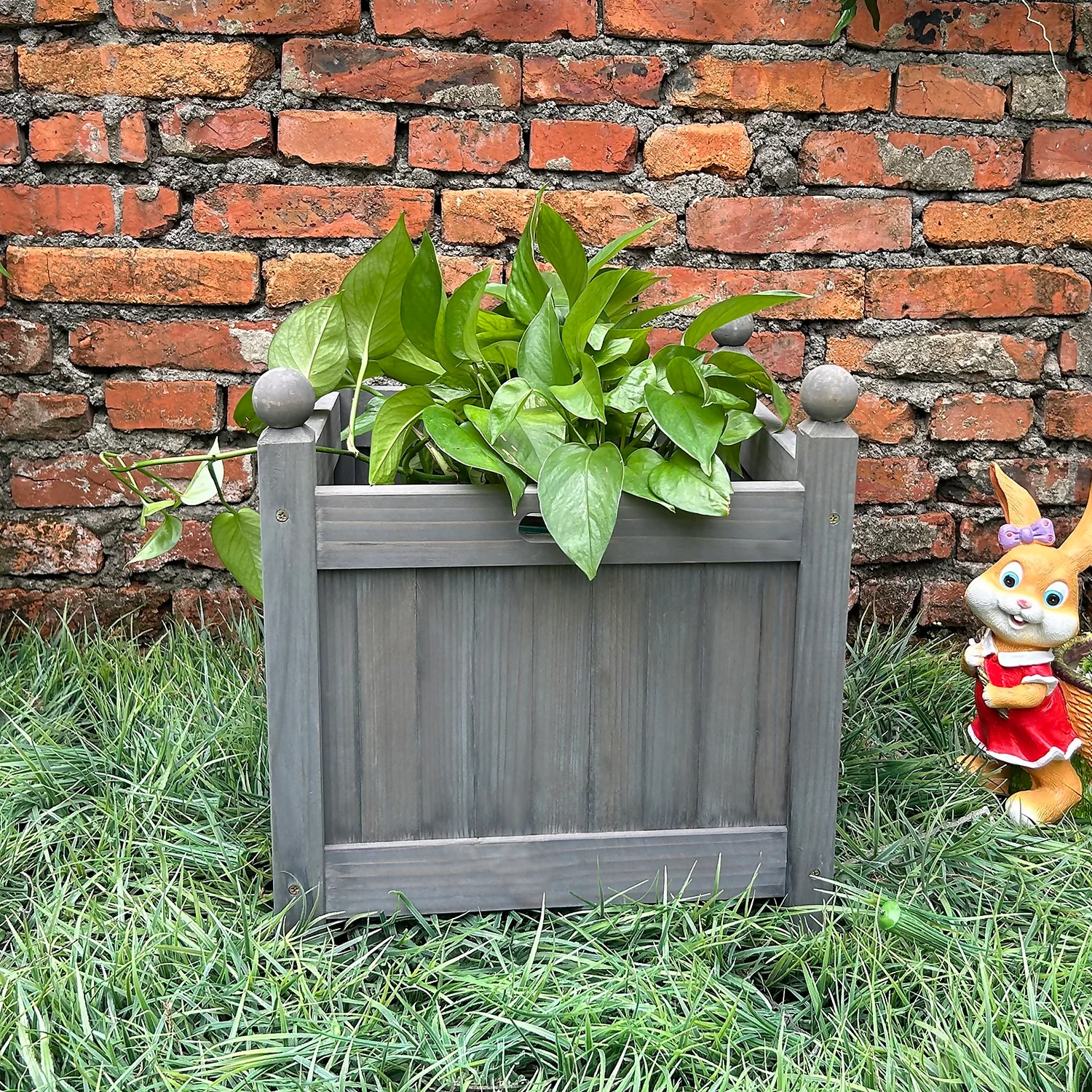 Homebase Medium Wooden Planter Grey 2 Homebase Medium Wooden Planter Grey - Image 2