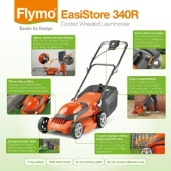 Flymo 1400W EasiStore 340R Electric Lawn Mower - 34cm -The Green Bulbs Sales 12885911 2254846175325273