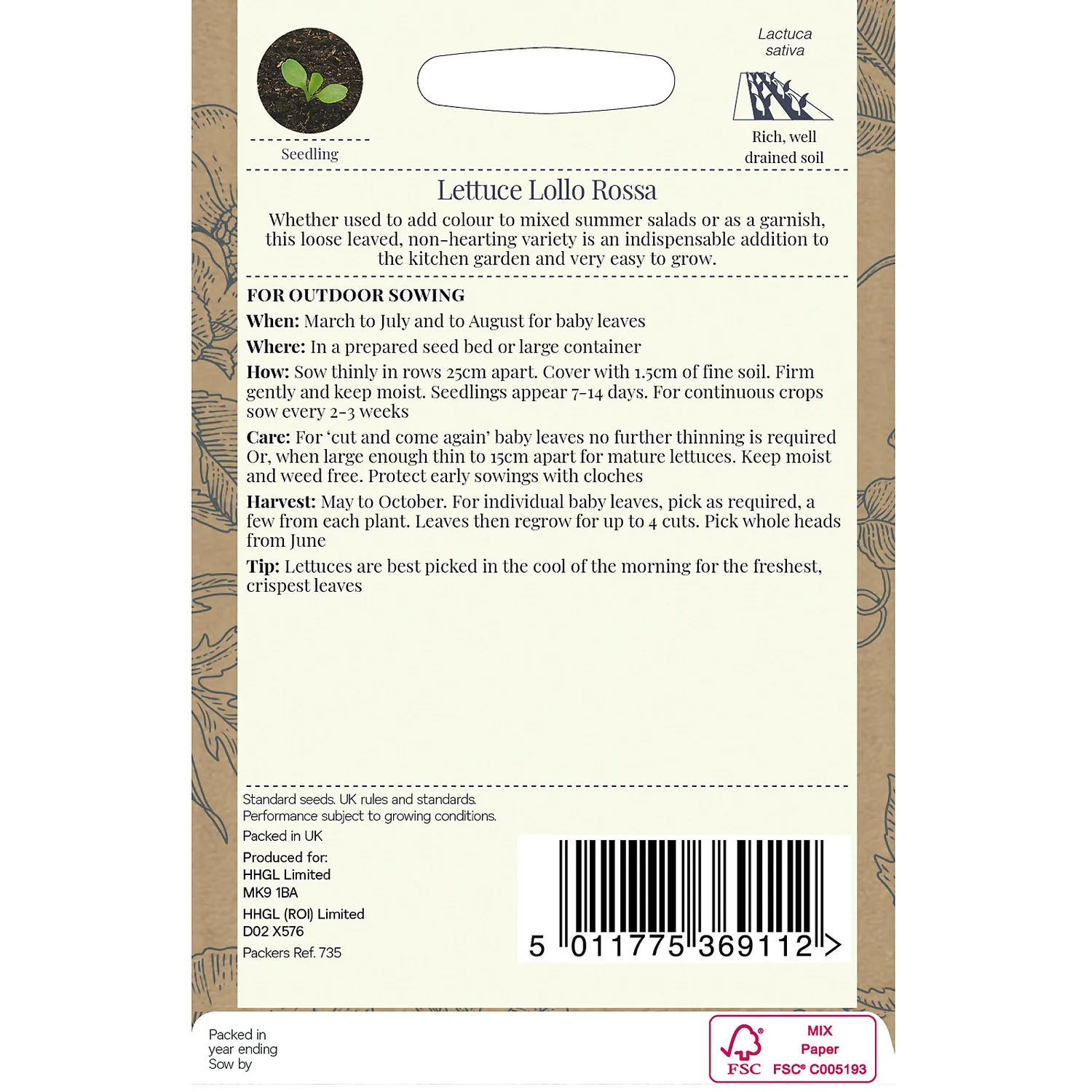 Country Living Lettuce Lollo Rossa Seeds 2 Country Living Lettuce Lollo Rossa Seeds - Image 2