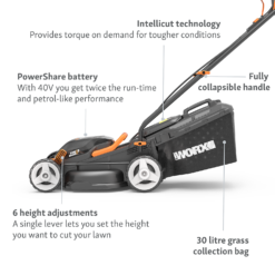 WORX 40V WG779E.1 Cordless Lawn Mower - 34cm -The Green Bulbs Sales 13326413 2294944673153362