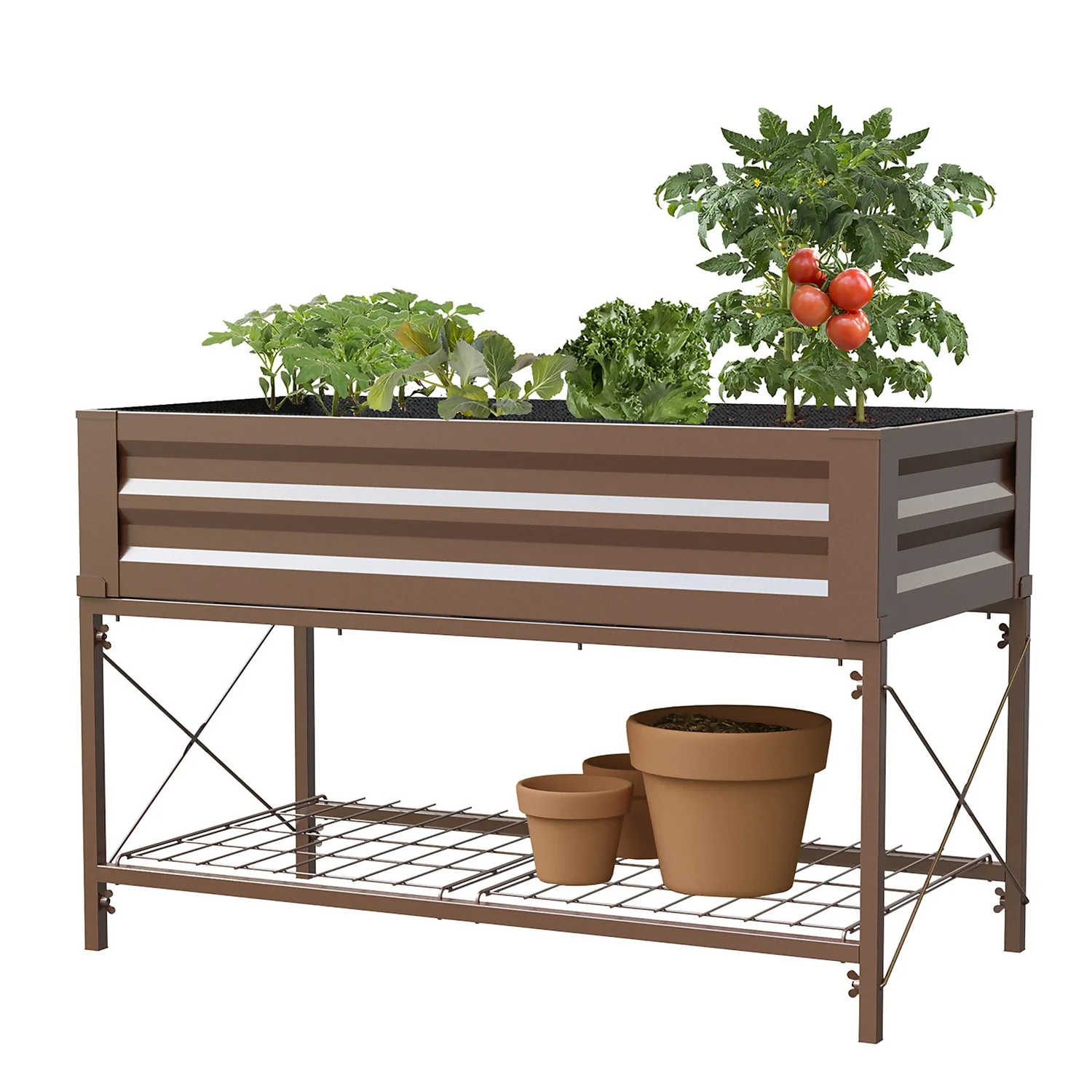Panacea Steel Raised Garden Planter With Stand - Brown 1 Panacea Steel Raised Garden Planter With Stand - Brown