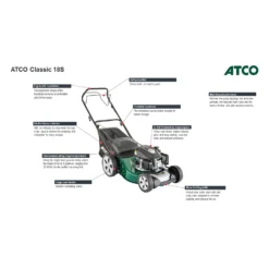 Atco 139cc Classic 18S Petrol Lawn Mower - 46cm -The Green Bulbs Sales 13483565 1664929335782785